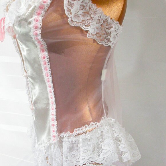 Vintage Duet Satin Sissy Babydoll Top L - Picture 9 of 10